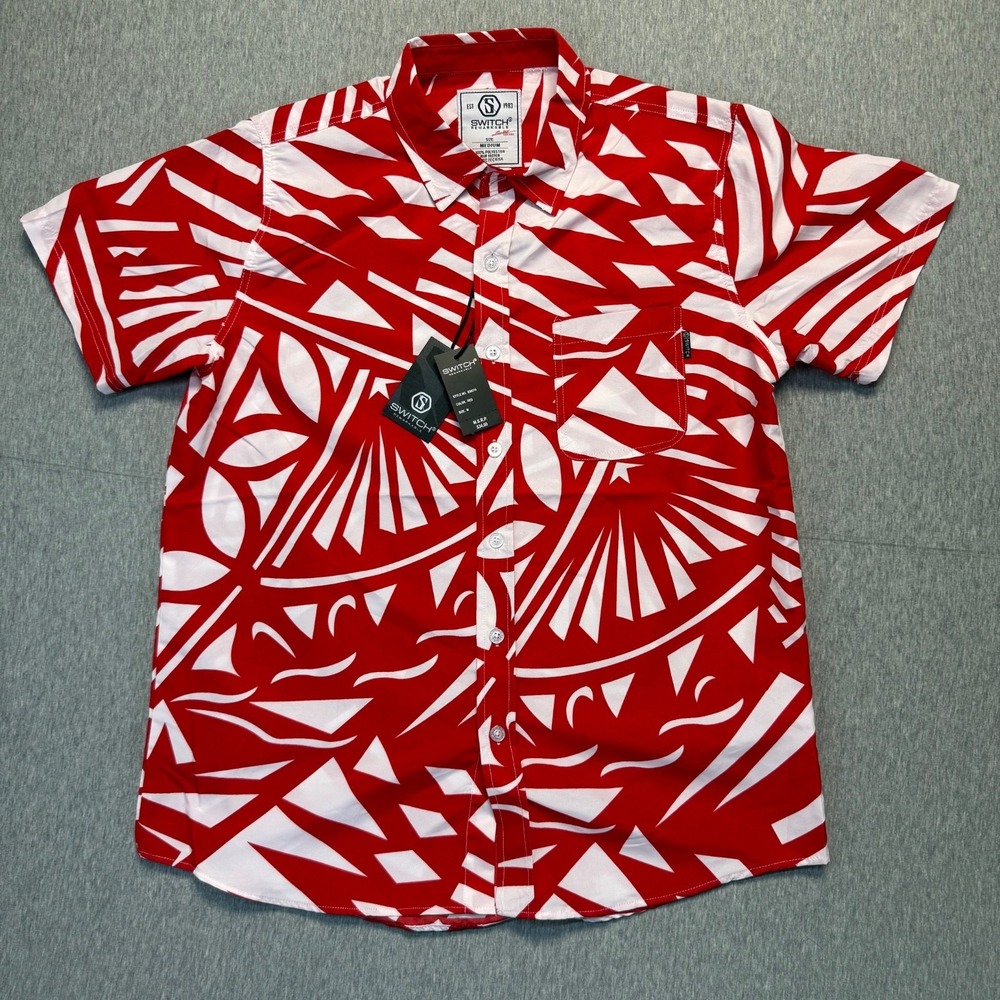 SWITCH Remarkable Button Down Shirt Men's Size M Red/White Limited Edition NWT